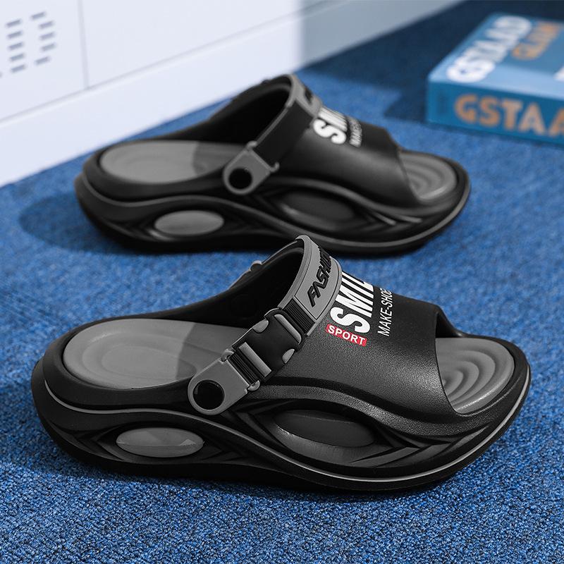 

2025 лето Интернет знаменитость новая пара студент дом ванная комната нескользящие пляж вождение двойного назначения наступать на дерьмо мужские сандалии 38 черный серый