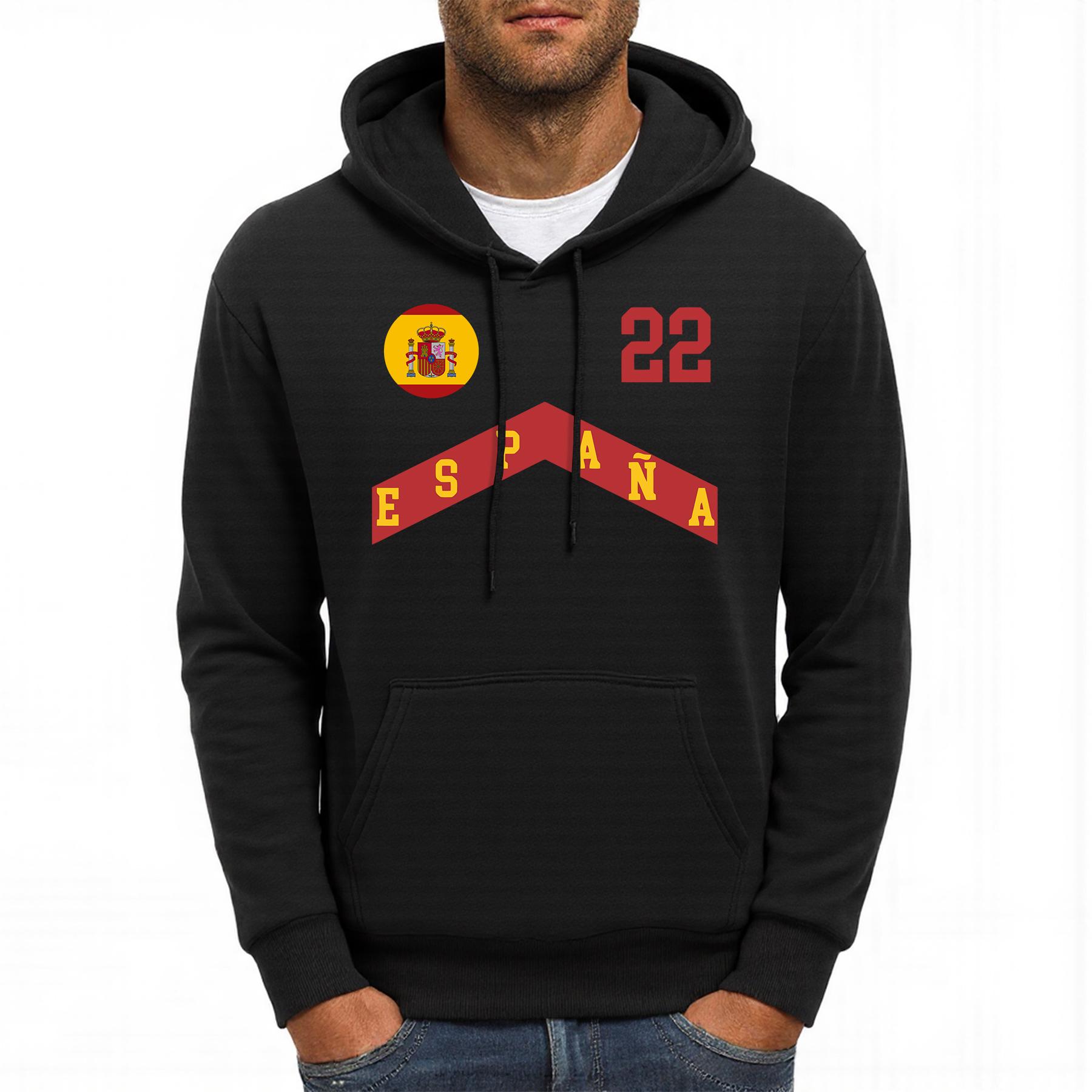 

Spain Flag Red Yellow Print Men Hoodies Pocket Comfortable Streetwear All-Match Hip Hop Hoody Autumn Fleece Man Sportswears 3XL