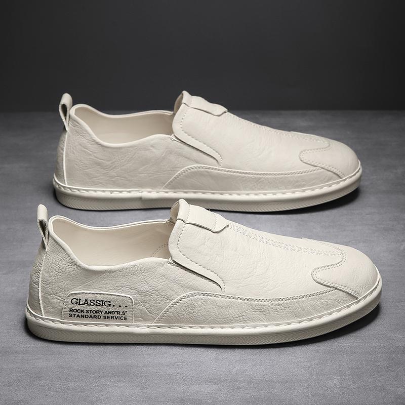 

Autumn and winter new casual little white board shoes lace-free leather shoes loafer Doudou tide shoes 39 [standard sports size]