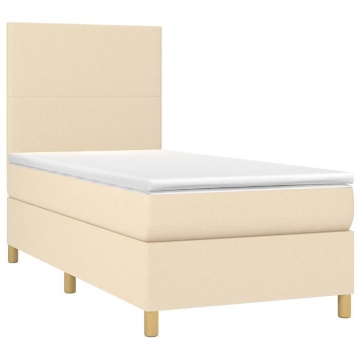 3142150 vidaXL Divan Bed with Mattress Cream 90x200 Cm Fabric