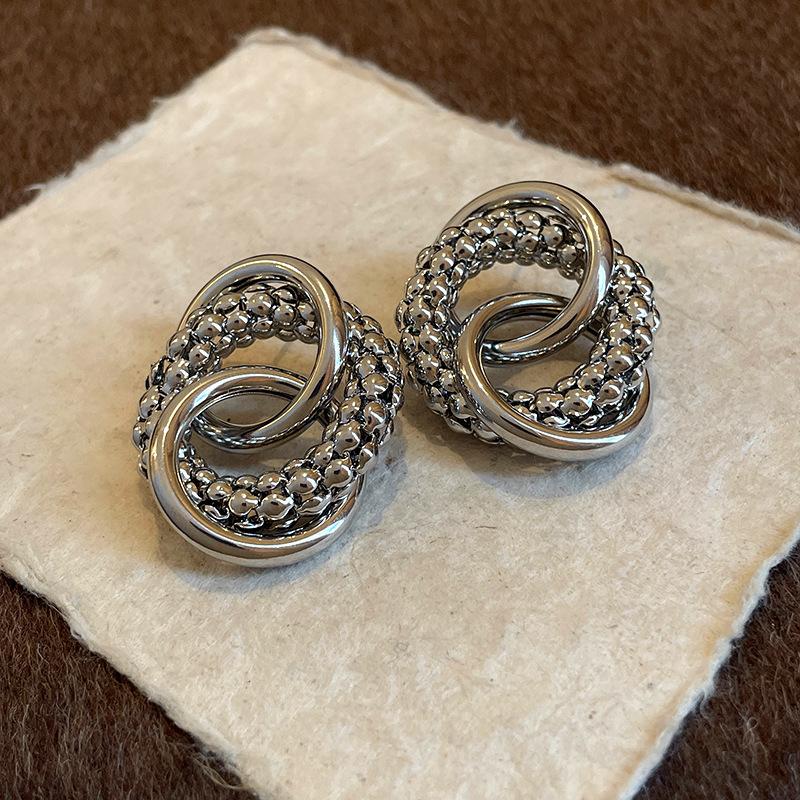 Hollow Three Circles Round Big Metal Pendant Earring for Women Simple Creative Exaggerated Ear Jewelry Personality Gift