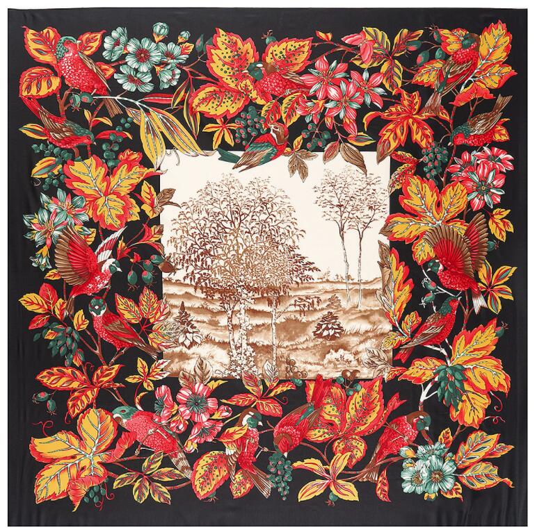 Silk Scarf Women Large Shawls Stoles Cashew Print Square Scarves Echarpes Foulards Femme Wrap Bandanas 130*130CM