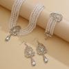 Baroque Style Pearl Beaded Bracelet Multilayer Necklace Earring Set  Lady
