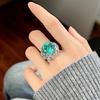 Jewelry Copper Bottom Gold-Plated Rose Cut Colorful Treasure Temperament Retro Ring Heroine Stone 14Mm