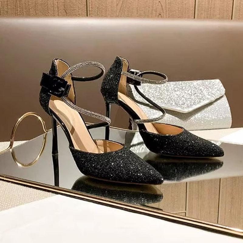 Fashion Comemore Gradient Colour Sequins High-heeled Women Shoes Temperament Crystal Wedding Banquet Pumps Sexy Stiletto Heels Women