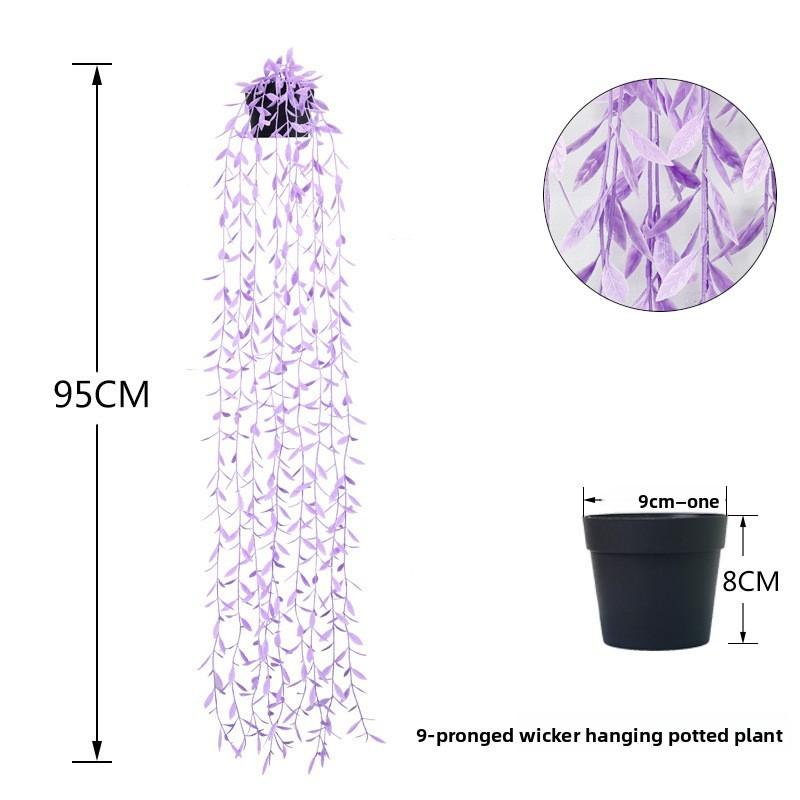 Faux Hanging Vine Plant With Green Leaves For Balcony And Party Decoration