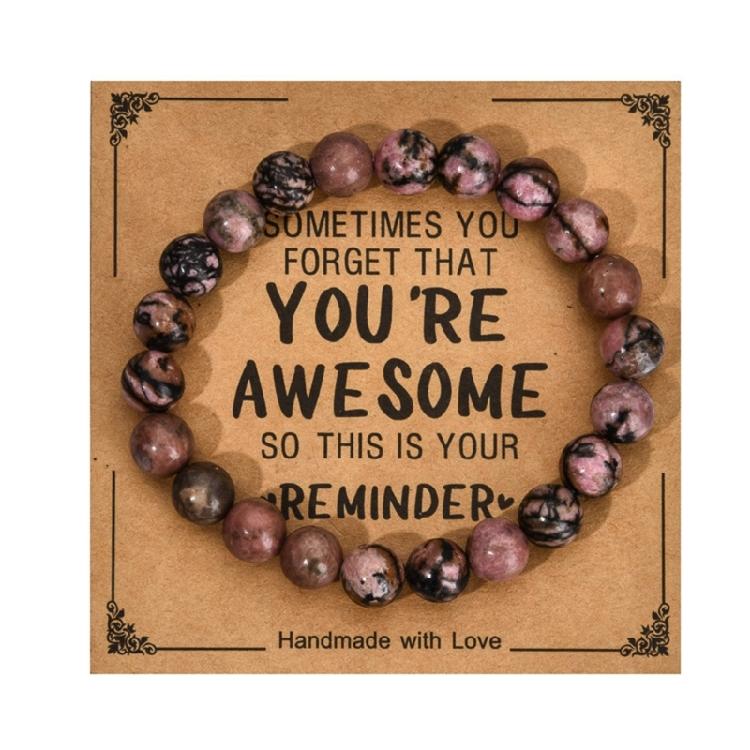 Secure Closure Comfort Fit Mixed Material Handmade Bracelet with Accompanying Sentiment Card
