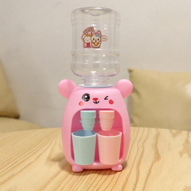 Children'S Dual Mini Water Dispenser Toy With Cute Cup Kids Gift Water Juice Milk Drinking Simulation Cartoon Pig Kitchen Toy