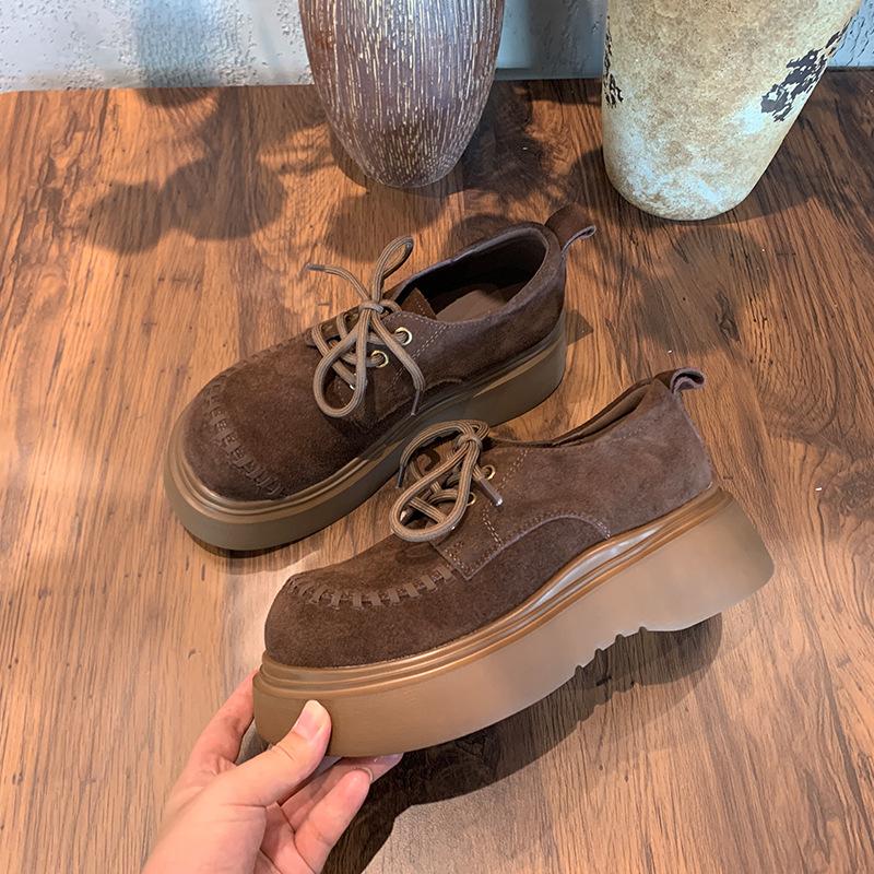 Foam sole leather fashion single shoes autumn new women's shoes design sense niche casual commuting white shoes women