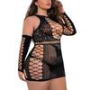 Plus Large Size Erotic Lingerie Long Sleeve Teddy Bodysuits Bodystockings Dress Women Sexy Fishnet Teddies Crotchless Body Suit