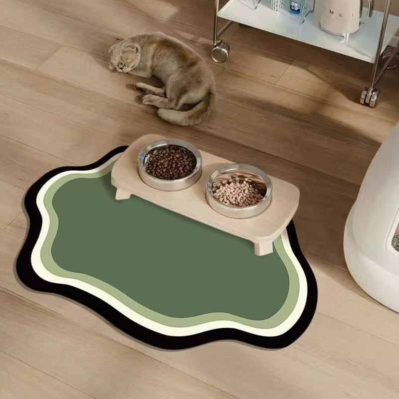 Minimally Designed Pet Feeding Mat Cat and Dog Absorbent Anti Slip Cat Bowl Mat Durable Natural Rubber Floor Mat Feeding Mats белый