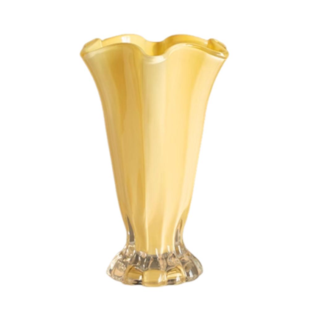 

Modern Flower Vase Solid Color Hydroponic Plant Pot Creative Glass Vase Restaurant Centerpiece жёлтый