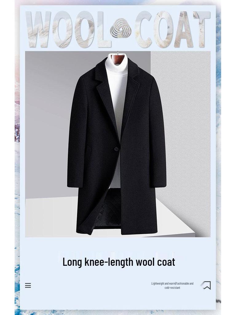 2025 Men's Winter Light Luxury Wool Mid-Length Business Coat
