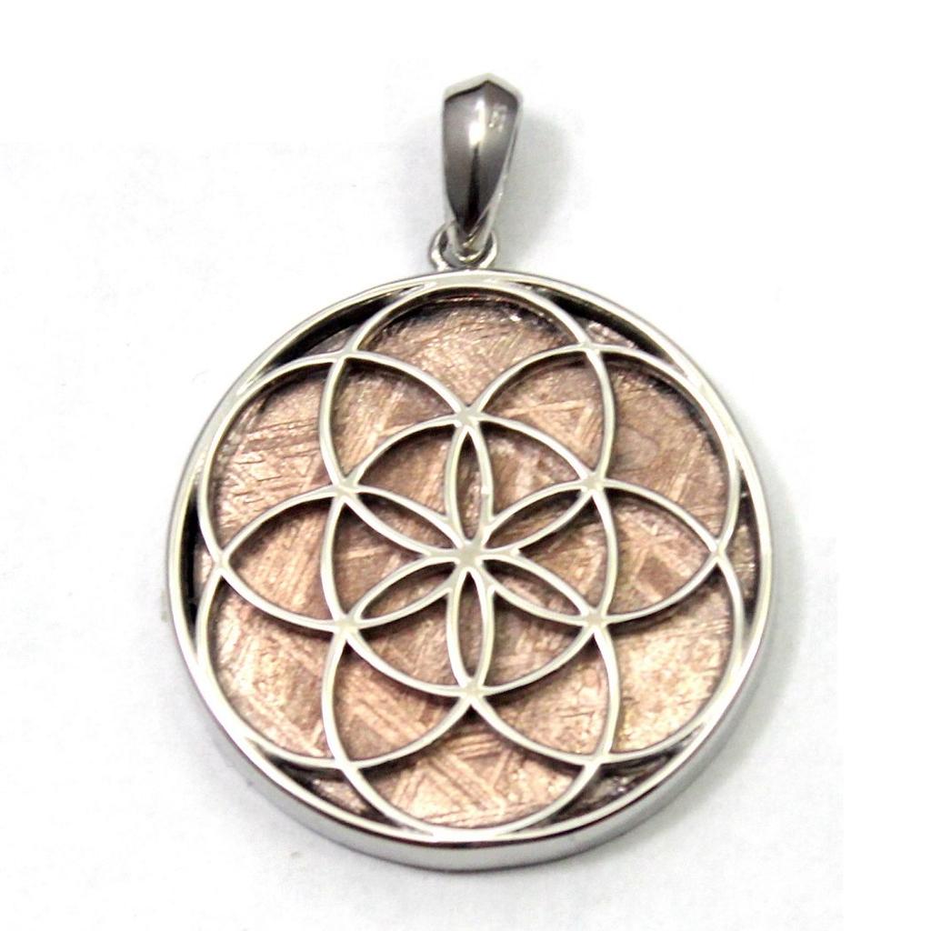 [World Accessories Carmelo] Seed of Life Divine Geometry Seed of Life Gibeon Meteorite Pendant Sterling Silver 925 Pink Gold