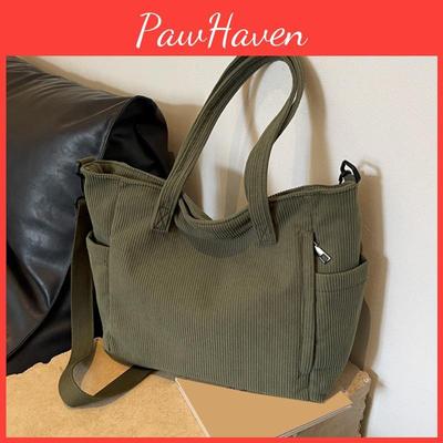 Bag Simple Corduroy Tote Yogodlns Large Capacity Shoulder Bag Casual Crossbody Bag For School Travel