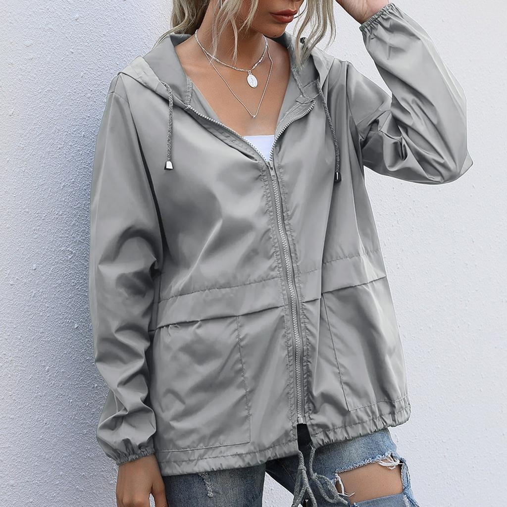 Women's Fashion Casual Solid Color Waterproof Outdoor Hiking Short Jacket