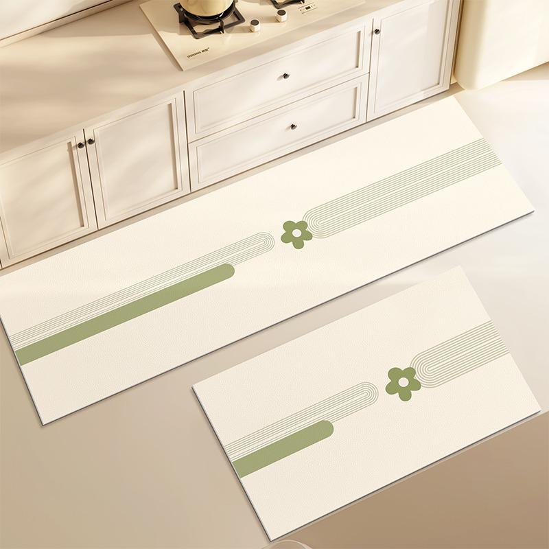 Kitchen Carpet Floral Striped Long Strip Runner Rug Pvc Leather Washable Non-Slip Floor Mats Oil-Proof Waterproof Mat