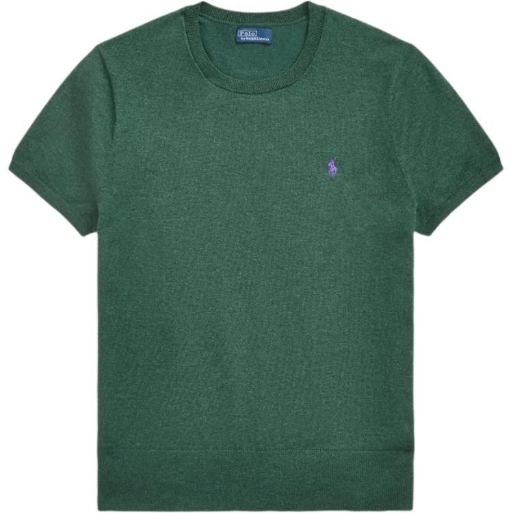 

Polo Ralph Lauren FW24 Solid Color Small Pony Embroidered Round Neck Loose Short Sleeve Knit Top Women tops Green WMPOSWENC021040-300 M