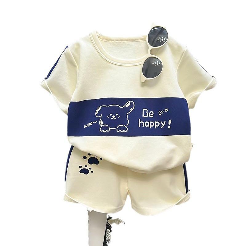Baby Boy Girl Summer Cotton Animal Cartoon Short Sleeve T Shirt And Shorts Set For Toddler Kids