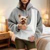 Håndfri Kæledyrstransportør Hættetrøje med Toplomme, Oversized Kat Hund Sweatshirt, Fleeceforet Lang Killinger Pullover med Stor Lomme til Hvalp
