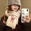 Scarf Women's New Autumn and Winter Japanese Cute Retro English Bow Warm Wool Knitted Scarf Tide