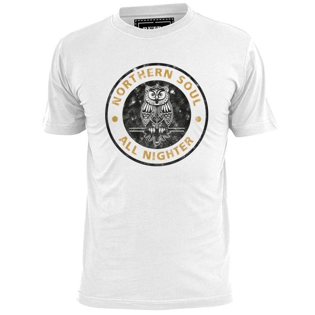 Mens Northern Soul All Nighter Distressed Badge T shirt Soul Boy Frank Wilson M