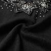 Women's Casual Short Sleeve Top Lace V Neckline Embellished with Rhinestones Lightweight Knitwear Slim Fit Summer Shirt