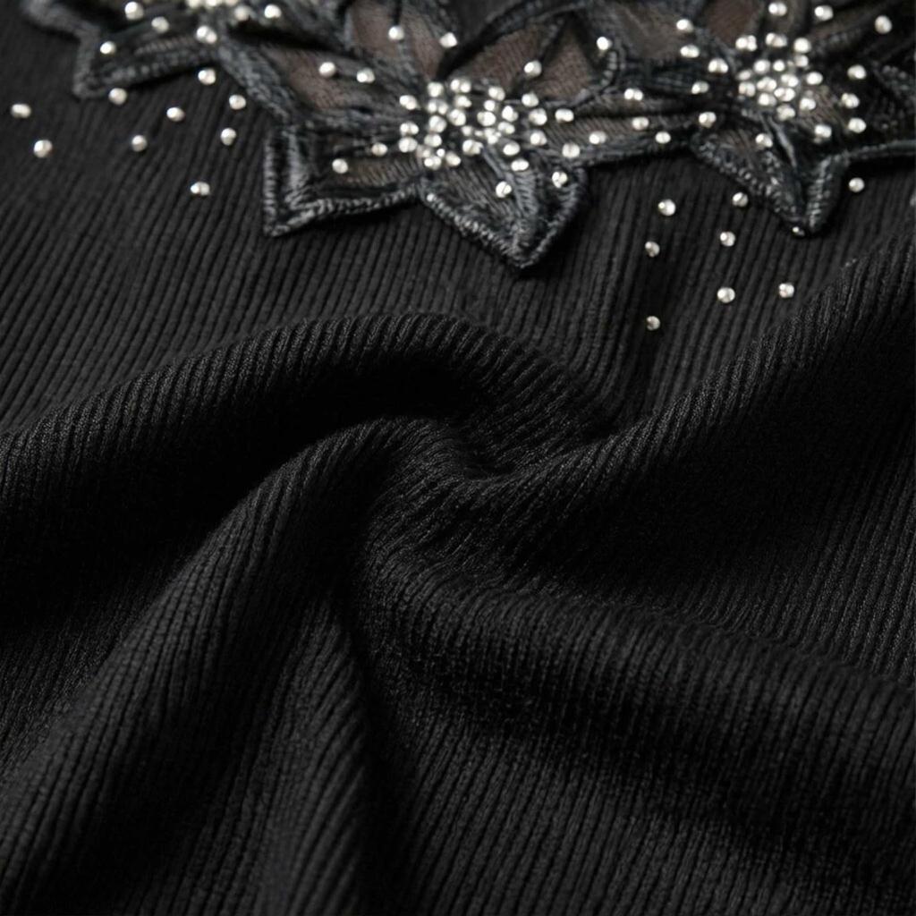 Women's Casual Short Sleeve Top Lace V Neckline Embellished with Rhinestones Lightweight Knitwear Slim Fit Summer Shirt