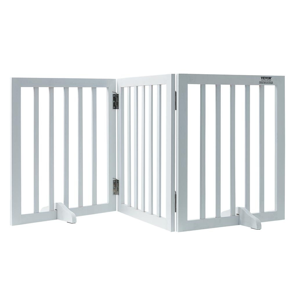 SucceBuy Free Standing Dog Gate Freestanding Pet Gate 3 Panels Foldable Dog Gate for Narrow Passageways Expandable Dog Barrier