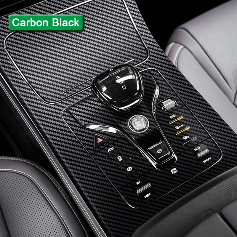 Car Interior Sticker For BYD HAN EV 2022 2023 Car Gear Panel Sticker Gear Box Protective Film Carbon Fiber Black Car Accessories