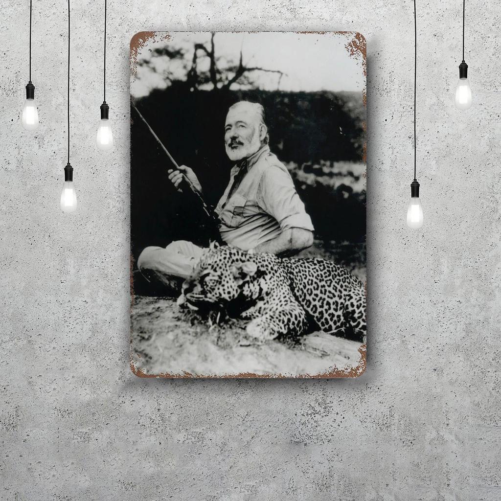 Ernest Hemingway Retro Vintage Tin Sign Poster Decorative Plaque Metal Plate Wall Decor