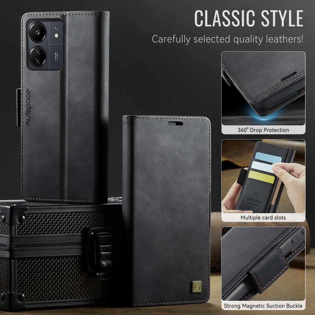 For Xiaomi Redmi 13C/ Redmi 13C 5G Wallet Case with Card Slots & Kickstand, 360° Protection Leather Case