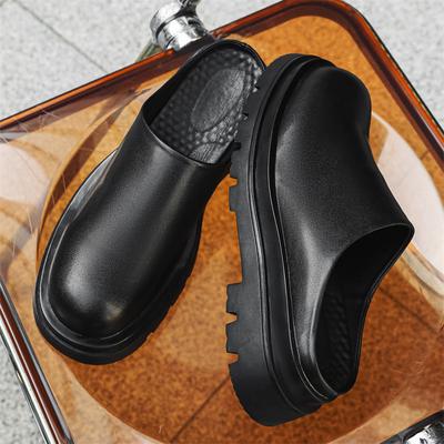 Half-towed Male Lazy Person with One Pedal Without Heel Bag Head Sandals Wearing Thick-bottomed Breathable High-end Slippers 15963-J