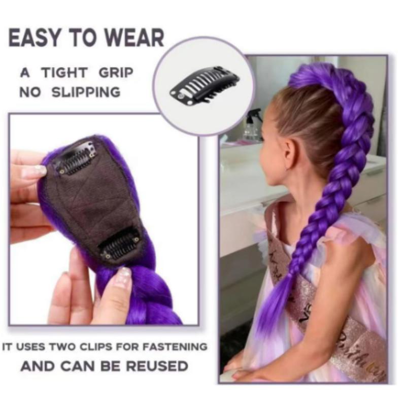 26inch Extra Long Synthetic Purple Braided Wig Shimmering Metallic Kids Christmas Costume Hairpiece Rumi Collection