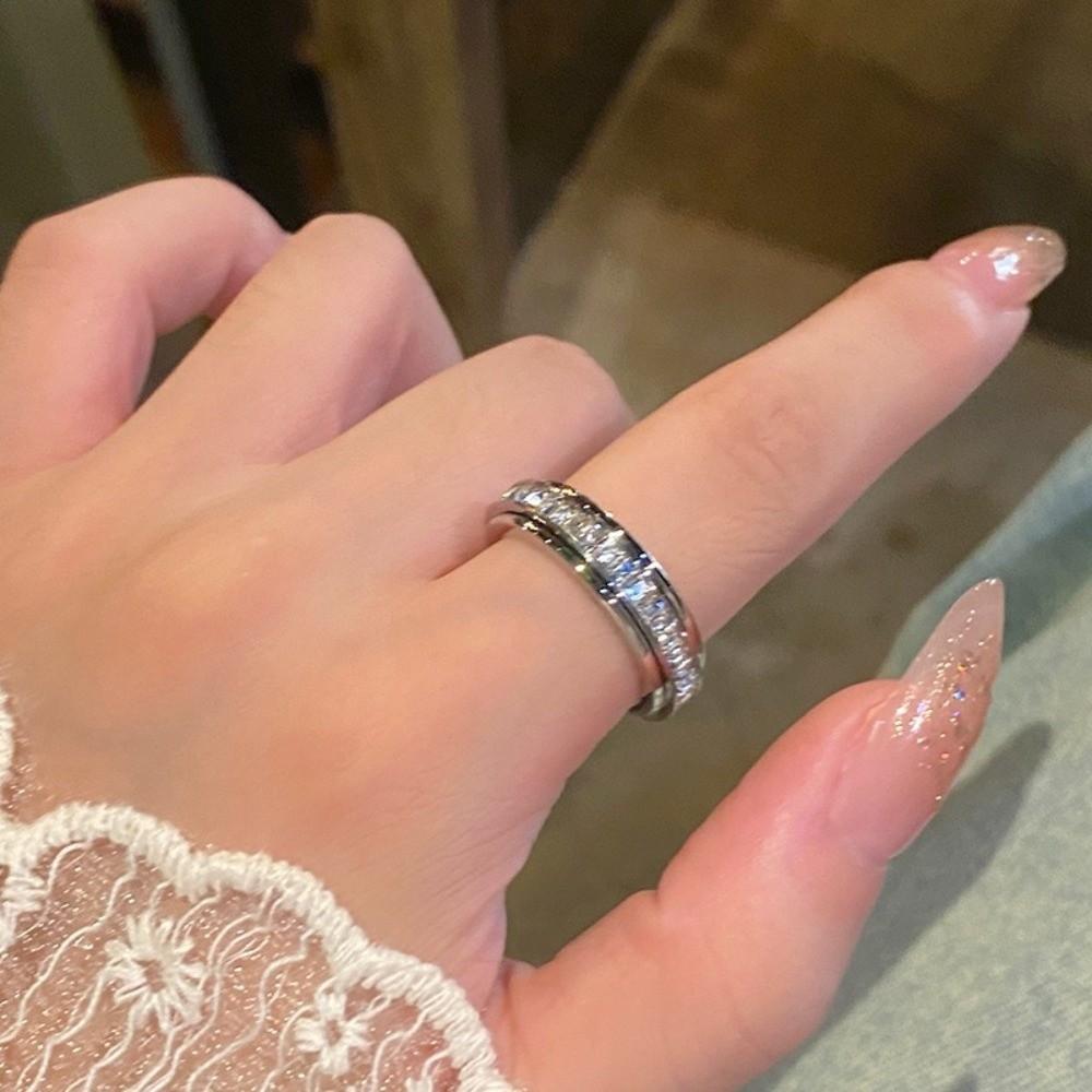 Eleganter Vollbohr-Ring Minimalistischer Fingerring Mode Drehbarer Ring Party