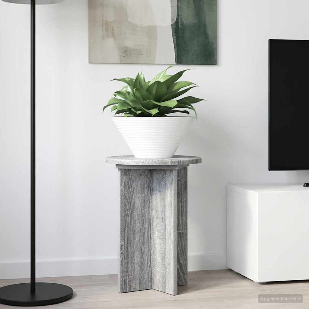 Plant Stand 2 Pcs Grey Sonoma Ø29.5 X 40 Cm Engineered Wood