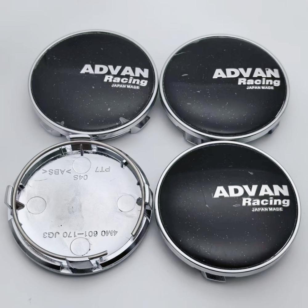4pcs 61mm ADVAN Racing Logo Emblem Car Wheel Center Caps Wheel Hubcaps Rims Center Dust Cover Replace Car Styling Accessories