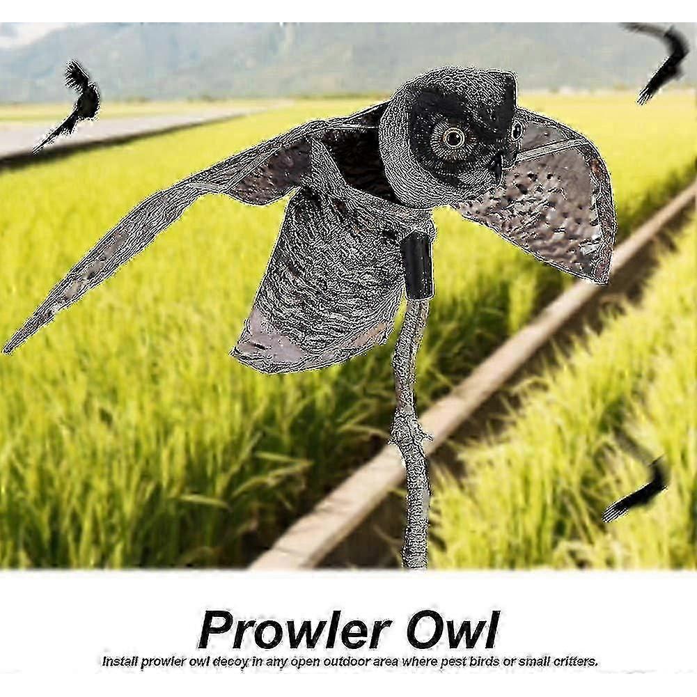 Prowler Owl With Moving Wing Lifelike Design Hunting Flight Pose Effective Bird Deterrent For Open Outdoor Areas