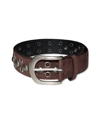 Hauseulagkeulleob Heavy Rock Stud Belt – Brown Suede