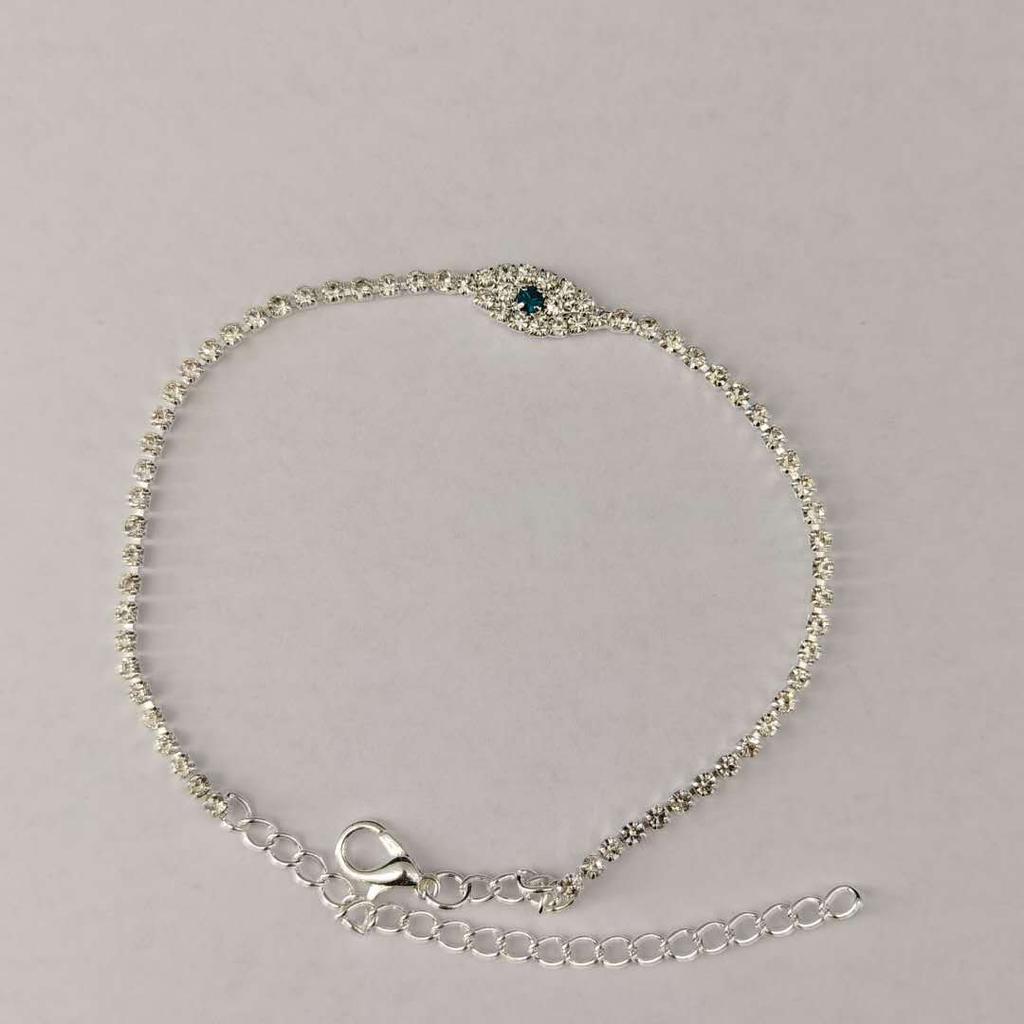 Accessories Rhinestone Anklet, Flash Diamond Blue Glasses Anklet, Summer Beach Simple Anklet Geometric Anklet