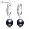 New Real Pearl 925 Sterling Silver Drop Earrings For Women Fashion Zircon Dangle earrings Natural Freshwater Pearl Jewelry Hot