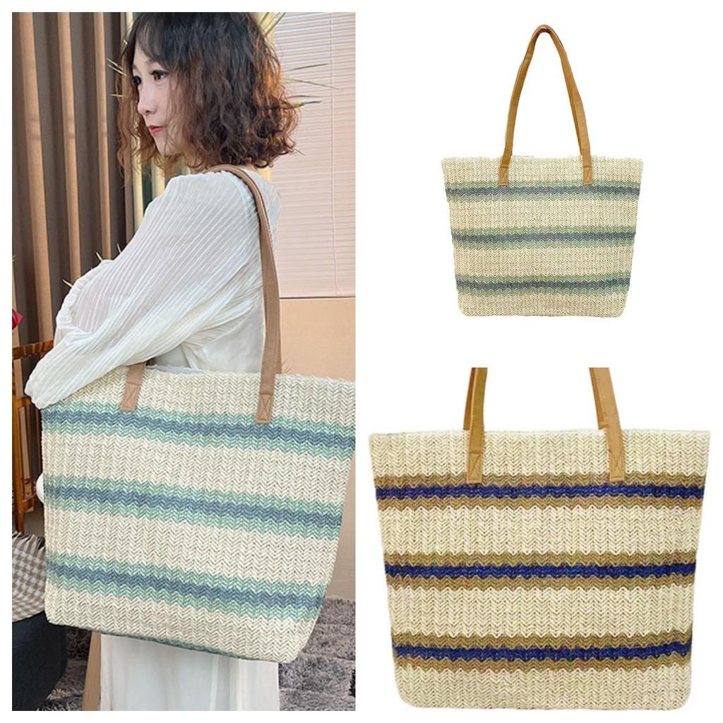 Ecofriendly Straw Tote Bag With Zipper Closure For Daily Use