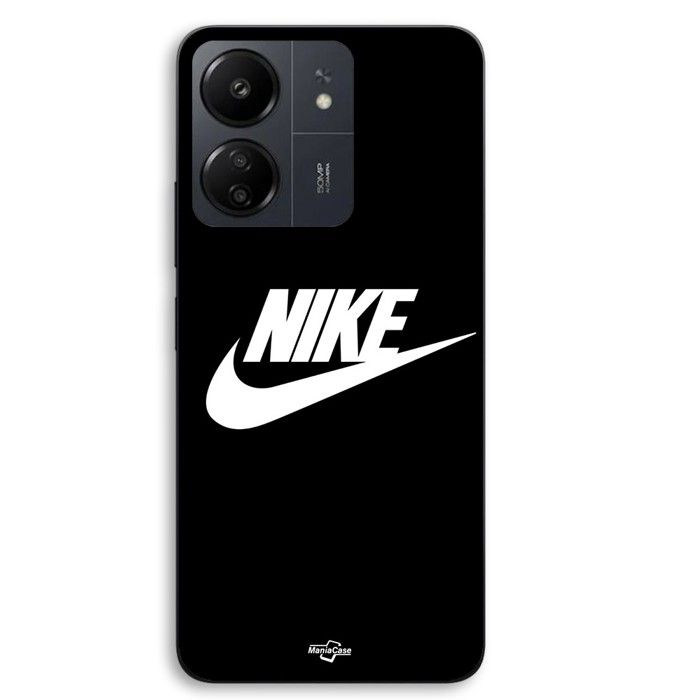 Coque Pour Xiaomi Redmi 13C 4g Nike logo blanc front noir Maniacase