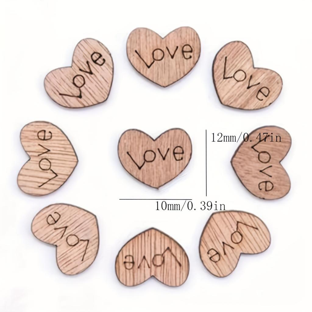 100pc Wooden Love Ornaments Wood Grain Love Large Peach Heart Wooden Buttons Perfectly Suitable for DIY Handicrafts