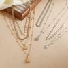 N14155 Cross-border Sweet-and-Cool Instagram-Style Heart-Shaped Waterdrop Pendant Necklace Set Elegant Layered Multi-Strand
