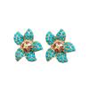 Zinc Zinc Alloy Flower Earrings Peacock Blue Medieval Resin Earrings Irregular-shaped Ear Stud  Party Jewelry