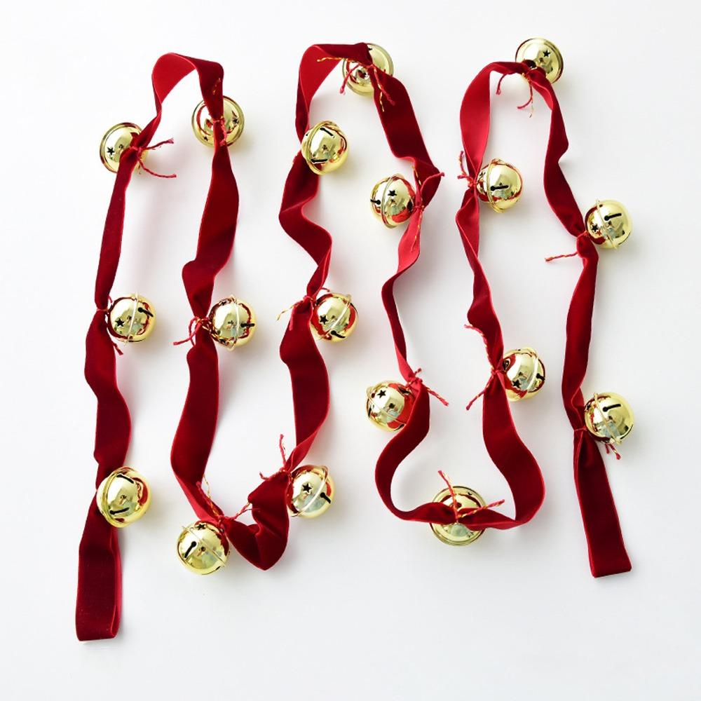 Red Ribbons Bell Pendants 2.7m Xmas Tree Hanging Bells  Festive Atmosphere