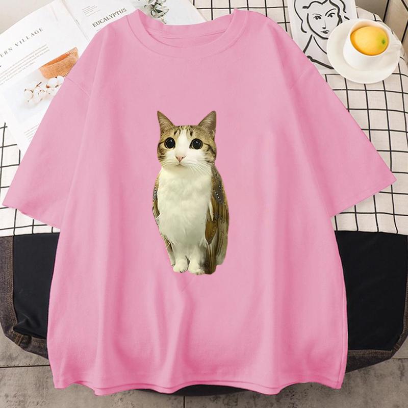 Cat Owl Funny Meowl Meme Brainrot Graphic T-shirts Men's Women Clothing Short Sleeves T-shirt Cotton Oversized T Shirts