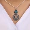 Apatite Gemstone 925 Sterling Silver Women Jewelry Designer Pendant 1.8" For Anniversary Gift CP-45-1