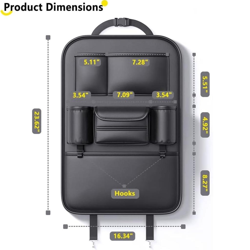 Car Backseat Storage Bag, With Tissue Box,Multifunctional,Backseat Protector Cover Pad,Large Capacity Back Storage Hanging Bag